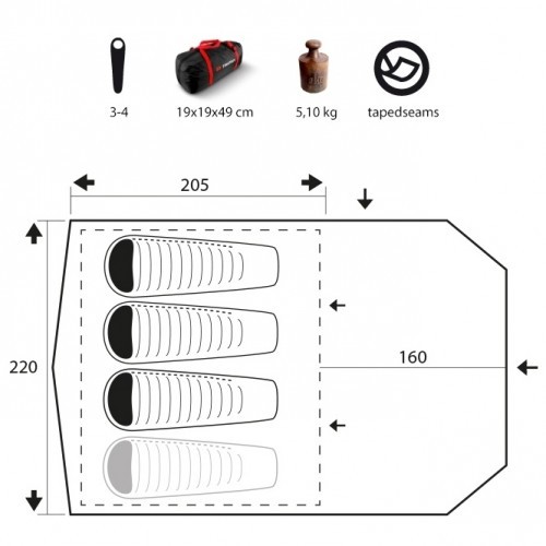 Палатка туристическая Trimm Trekking Focus для 4-х человек Койот