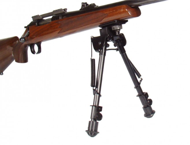 Сошки телескопические Leapers UTG TL-BP88 быстросъемные с креплением на Антабку и Weaver / Picatinny H=21-32 см