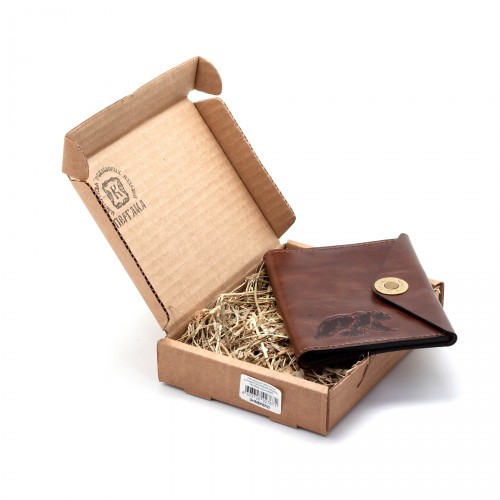 Обложка для охотничьих документов Пергама Медведь из натуральной кожи Коричневый