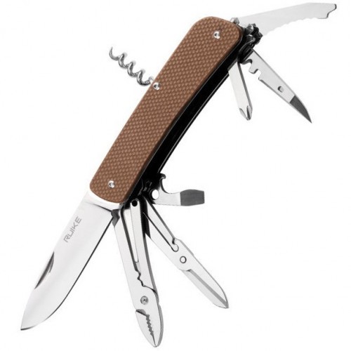 Нож складной Ruike L41-N Клинок 8.5 см с дополнительными функциями Коричневый