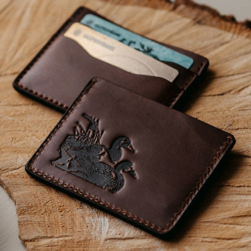 Картхолдер для карт Пергама Утки из натуральной кожи Коричневый