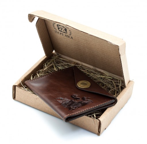 Обложка для охотничьих документов Пергама Утка из натуральной кожи Коричневый