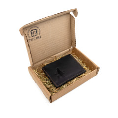 Картхолдер для карт Пергама Охотник и собака из натуральной кожи Чёрный