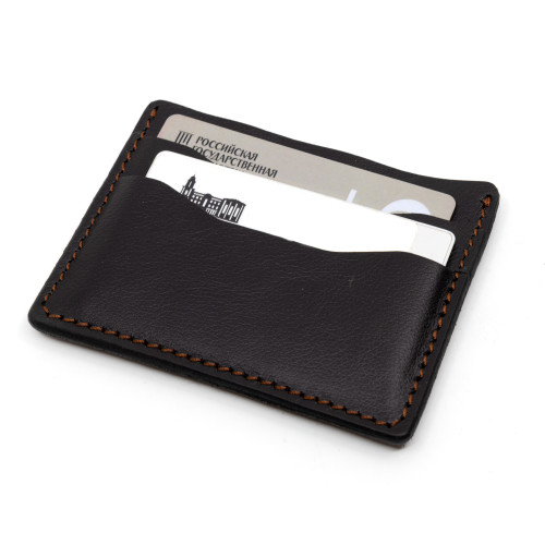 Картхолдер для карт Пергама Охотник и собака из натуральной кожи Чёрный