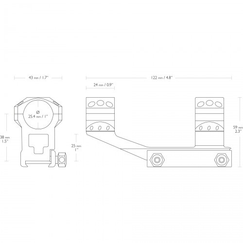 Кольца-моноблок для прицела Hawke Tactical Cantilever (24130) быстросъемные D=25.4 мм H=25 мм на Weaver | Высокий