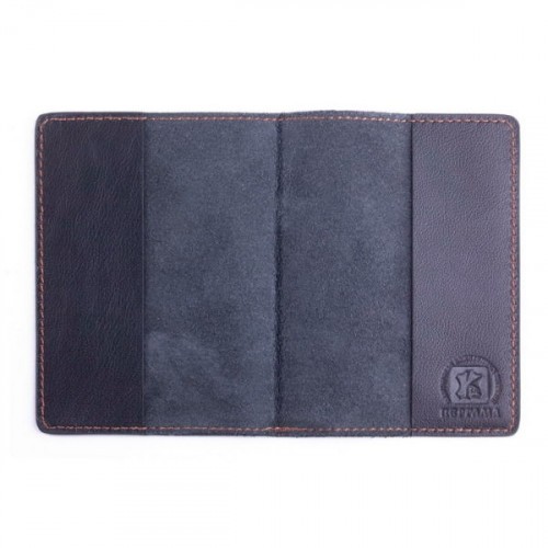 Обложка для паспорта Пергама Лось из натуральной кожи Черный