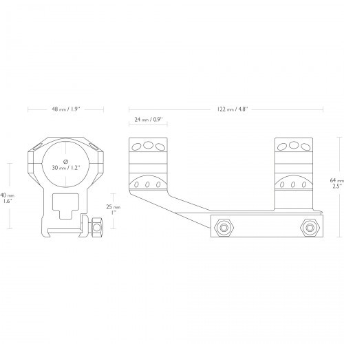 Кольца-моноблок для прицела Hawke Tactical Cantilever (24135) быстросъемные D=30 мм H=25 мм на Weaver | Высокий