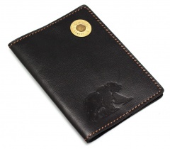 Обложка для паспорта Пергама Медведь из натуральной кожи Чёрный