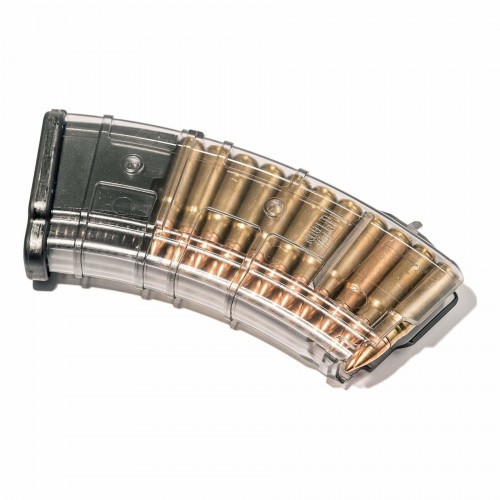 Магазин Pufgun SGA762 для АК / ВПО / Сайга 7.62х39 без сухаря (для оружия с сухарем) на 20 патронов Прозрачный