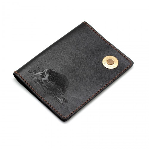 Обложка для паспорта Пергама Кабан из натуральной кожи Чёрный