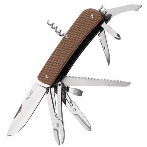 Нож складной Ruike L51-N Клинок 8.5 см с дополнительными функциями Коричневый