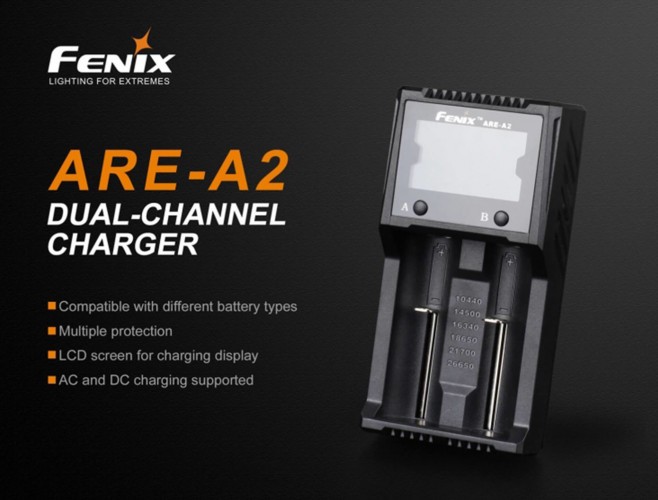 Зарядное устройство Fenix ARE-А2 на 2 канала с LCD дисплеем