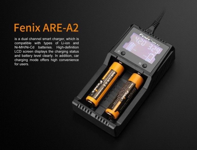 Зарядное устройство Fenix ARE-А2 на 2 канала с LCD дисплеем
