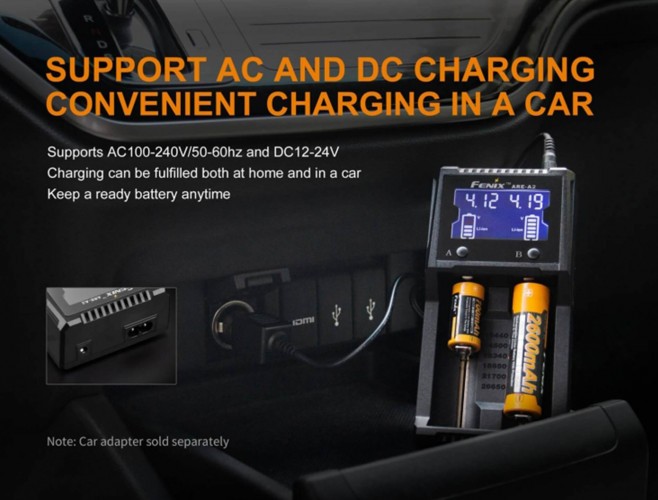 Зарядное устройство Fenix ARE-А2 на 2 канала с LCD дисплеем