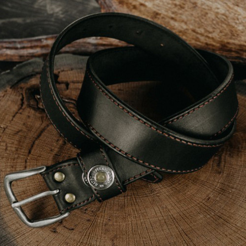 Ремень брючный Пергама Классический из натуральной кожи Чёрный