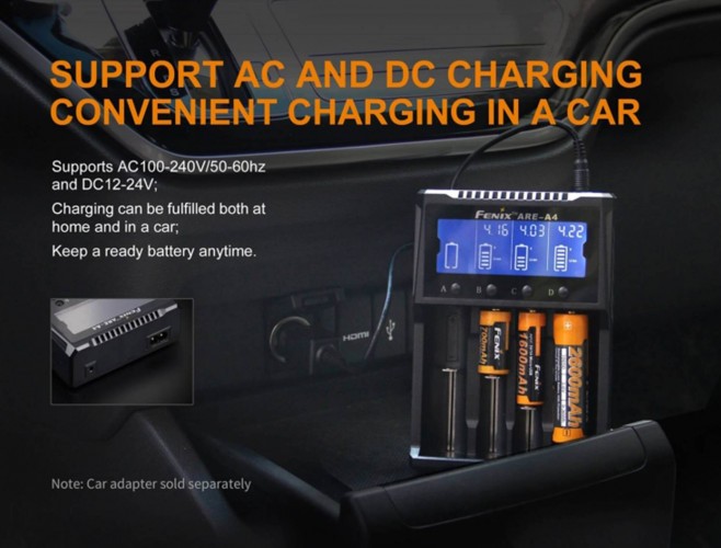 Зарядное устройство Fenix ARE-А4 на 4 канала с LCD дисплеем