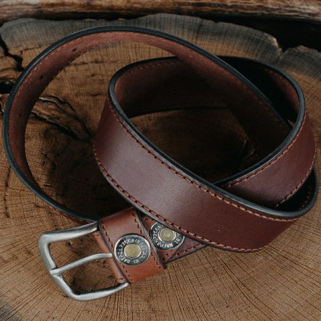Ремень брючный Пергама Классический из натуральной кожи Коричневый