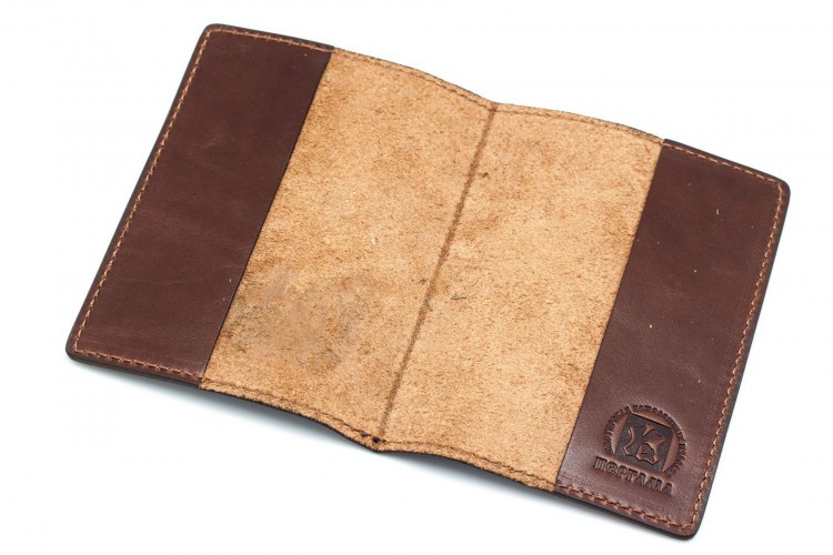 Обложка для паспорта Пергама Утка из натуральной кожи Коричневый