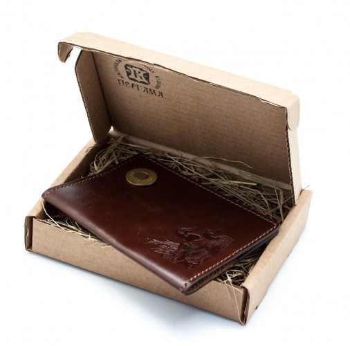 Обложка для паспорта Пергама Утка из натуральной кожи Коричневый