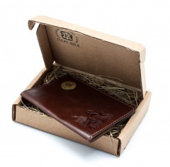 Обложка для паспорта Пергама Утка из натуральной кожи Коричневый