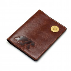 Обложка для паспорта Пергама Медведь из натуральной кожи Коричневый