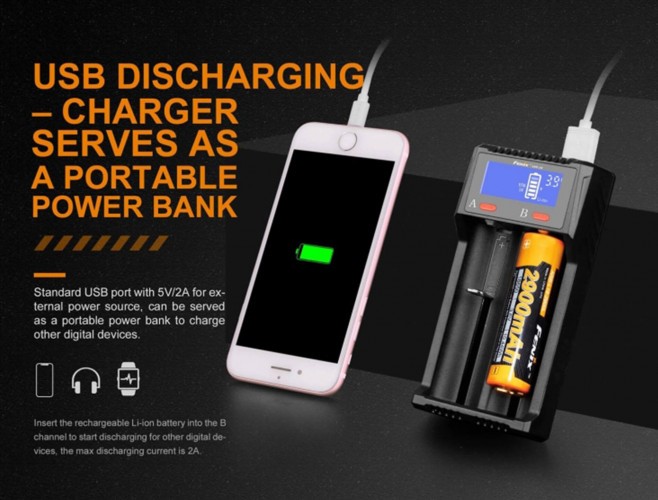 Зарядное устройство Fenix ARE-D2 на 2 канал с функцией PowerBank