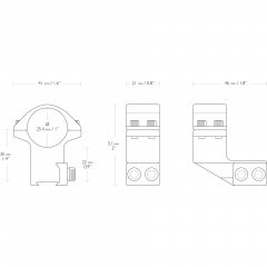 Кольца для прицела Hawke Extension (22120) D=25.4 мм H=22 мм V=46 мм на Призму (9-11 мм) | Высокий 2 шт