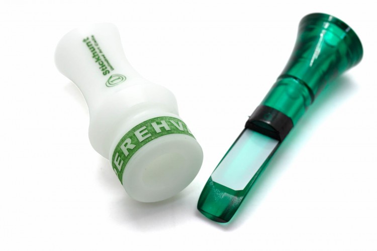 Манок духовой на утку крякву Stickhunt ArtCalls Perehvat 1 лепесток Изумруд / Белый