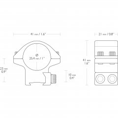 Кольца для прицела Hawke Match (22100) D=25.4 мм H=10 мм на Призму (9-11 мм) | Низкий 2 шт