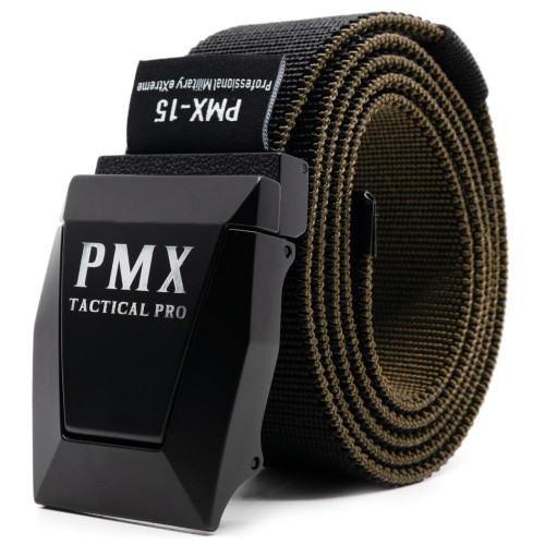 Ремень брючный PMX-15 с металлической застёжкой Чёрно-песочный