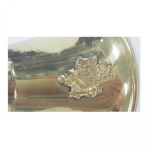 Горн охотничий PakiGorn из латуни 50 см Плоский с кожаной отделкой Коричневый