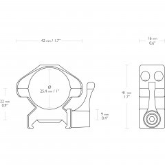 Кольца для прицела Hawke Precision QD (23011) быстросъемные D=25.4 мм H=9 мм на Weaver | Средний 2 шт