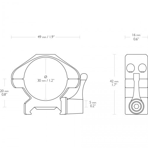 Кольца для прицела Hawke Precision QD (23015) быстросъемные D=30 мм H=5 мм на Weaver | Низкий 2 шт