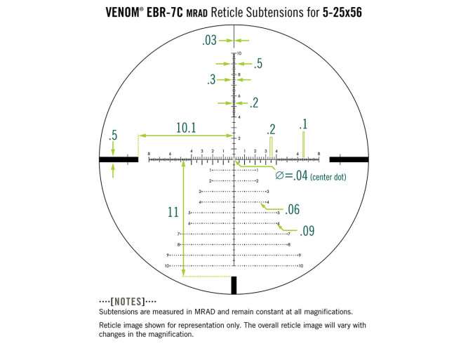 Прицел Vortex Venom 5-25x56 FFP, 34 мм, сетка EBR-7C (MRAD), без подсветки, SF-параллакс, черный, 992г