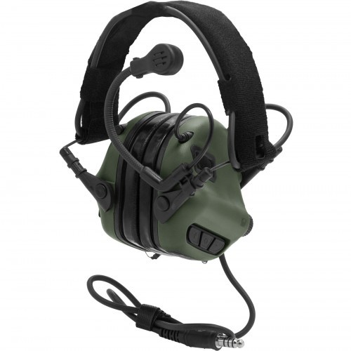 Наушники активные стрелковые Earmor Military Edition ME7 c микрофоном и разъемом для тангенты 22-82 ДБ Зелёный