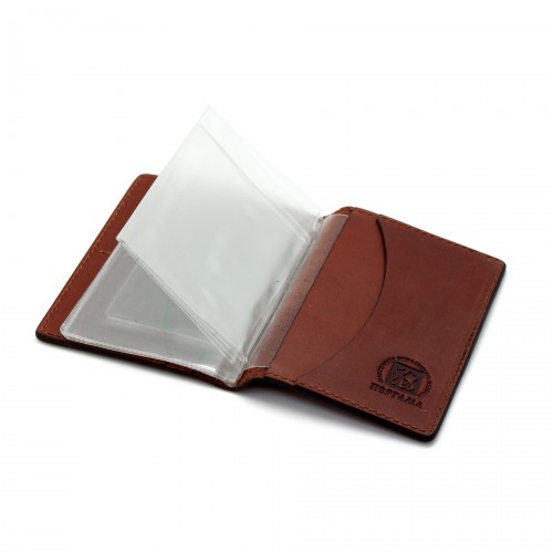 Обложка для автодокументов Пергама Лось из натуральной кожи Коричневый