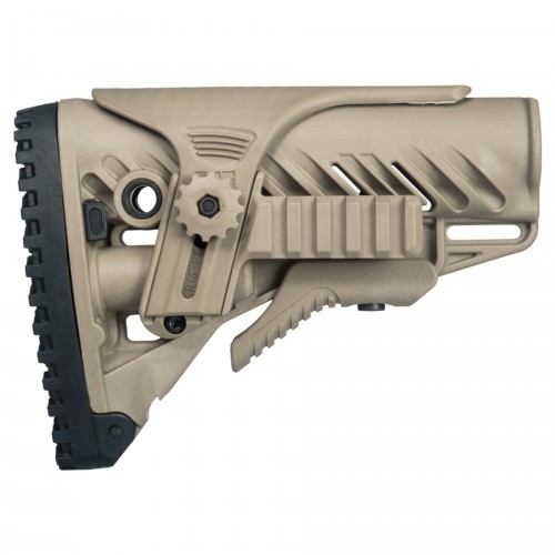 Приклад телескопический Fab Defense GLR-16 PCP с упором для щеки и планкой Picatinny Койот