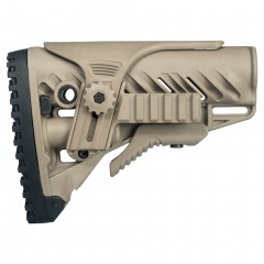 Приклад телескопический Fab Defense GLR-16 PCP с упором для щеки и планкой Picatinny Койот