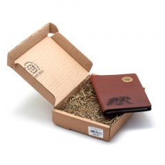 Обложка для автодокументов Пергама Медведь из натуральной кожи Коричневый