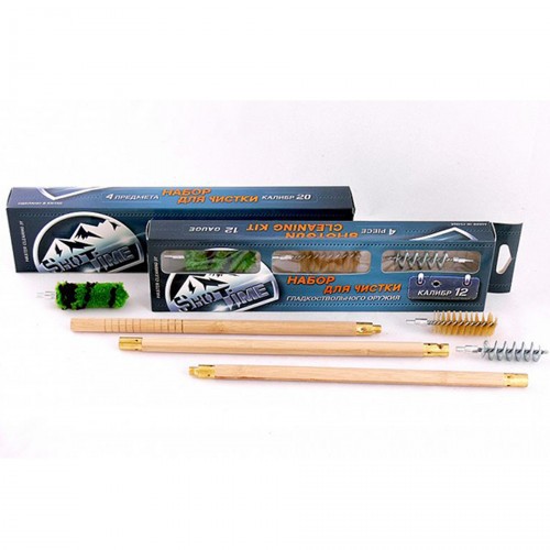 Набор для чистки гладкоствольного оружия ShotTime ST-CK-12W для 12 калибра деревянный шомпол + 3 ерша