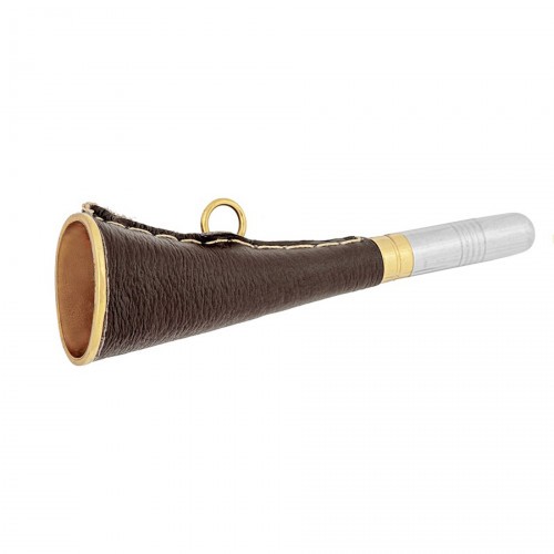 Горн охотничий PakiGorn из латуни 16 см с кожаной отделкой Коричневый