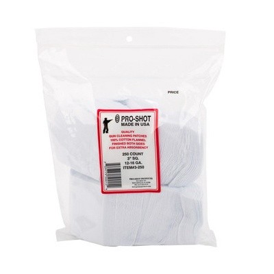 Патч-салфетка фланелевый для чистки оружия Pro Shot Bulk Quantity 3-250 | Кал 12 - 16 | 76х76 мм 250 шт