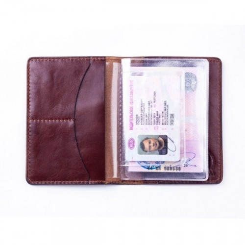 Обложка для автодокументов Пергама Кабан из натуральной кожи Коричневый