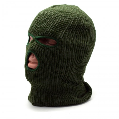 Маска балаклава Стикхант Застава зимняя вязаная 3 отверстия Хаки