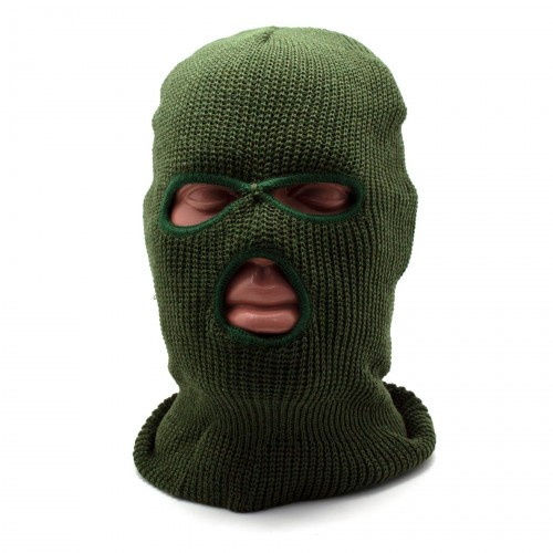 Маска балаклава Стикхант Застава зимняя вязаная 3 отверстия Хаки