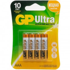 Батарейки алкалиновые GP Ultra Alkaline 24AU Тип LR03 (AAA) 1.5V 1350 мАч 4 шт