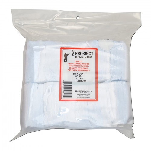 Патч-салфетка фланелевый для чистки оружия Pro Shot Bulk Quantity 3-500 | Кал 12 - 16 | 76х76 мм 500 шт