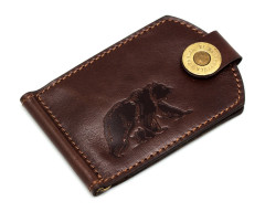 Визитница Пергама Медведь из натуральной кожи Коричневый