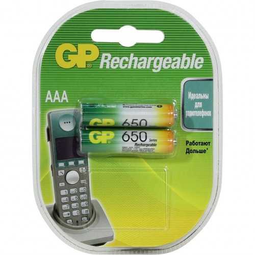 Аккумулятор GP Rechargeable 65AAAHC Тип LR03 (AAA) 1.2V 650 мАч 2 шт