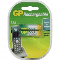 Аккумулятор GP Rechargeable 65AAAHC Тип LR03 (AAA) 1.2V 650 мАч 2 шт